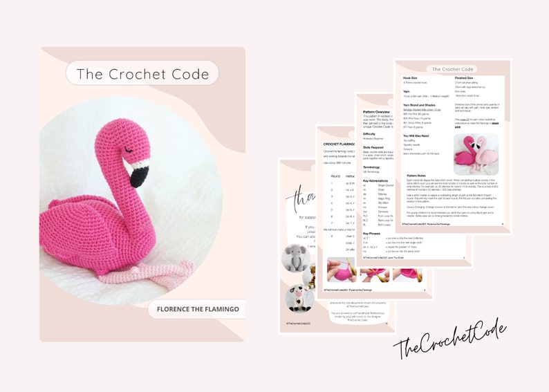 Flamingo Crochet Amigurumi Pattern Perfect unique bird gift image 2