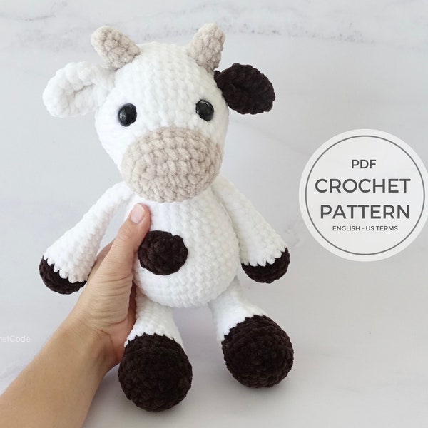 Plush Cow Crochet Amigurumi Pattern - Instant Download PDF