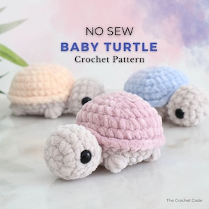 No Sew Baby Turtle Crochet Pattern, Miniature Turtle Amigurumi Pattern, Easy Crochet Plushie Stuffed Animal, Instant Digital Download PDF