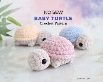 No Sew Baby Turtle Crochet Pattern, Miniature Turtle Amigurumi Pattern, Easy Crochet Plushie Stuffed Animal, Instant Digital Download PDF