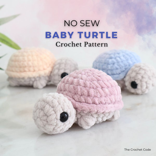 No Sew Baby Turtle Crochet Pattern, Miniature Turtle Amigurumi Pattern, Easy Crochet Plushie Stuffed Animal, Instant Digital Download PDF