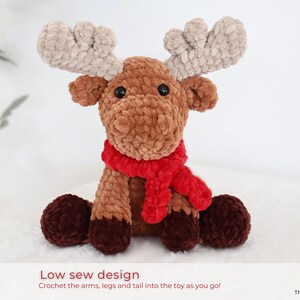Crochet Moose Pattern: Low Sew Christmas Amigurumi Plushie (PDF Digital Download) image 7