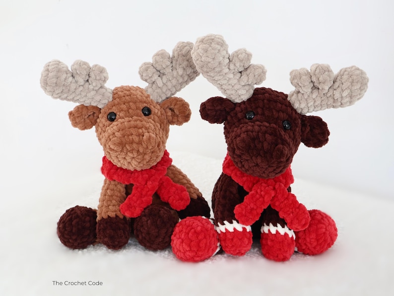 Crochet Moose Pattern: Low Sew Christmas Amigurumi Plushie (PDF Digital Download) image 5