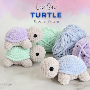Low Sew Turtle Crochet Pattern, Crochet Tortoise Amigurumi Pattern, Cute Plushie Toy, Turtle Stuffed Animal, Instant Digital download PDF