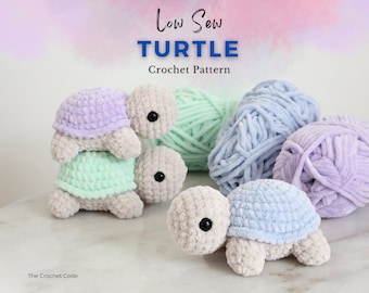 Low Sew Turtle Crochet Pattern, Crochet Tortoise Amigurumi Pattern, Cute Plushie Toy, Turtle Stuffed Animal, Instant Digital download PDF