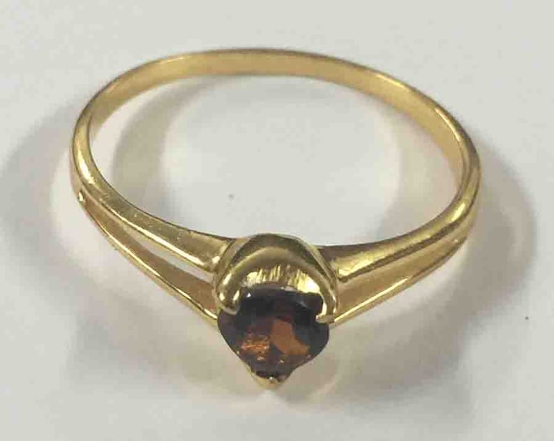 Small Heart Garnet Prong Setting Handmade 925 Sterling Silver 18 crt Gold Plated Ring,Garnet Cut Stone Ring,Natural Stone Ring,Cut St Ring