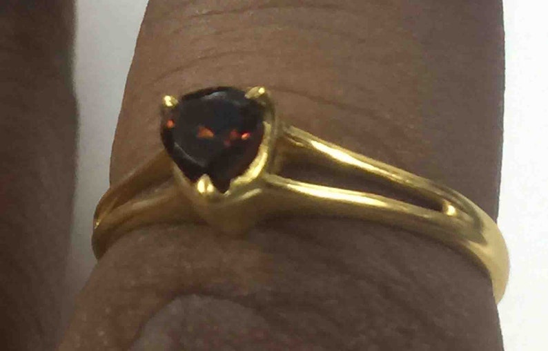 Small Heart Garnet Prong Setting Handmade 925 Sterling Silver 18 crt Gold Plated Ring,Garnet Cut Stone Ring,Natural Stone Ring,Cut St Ring