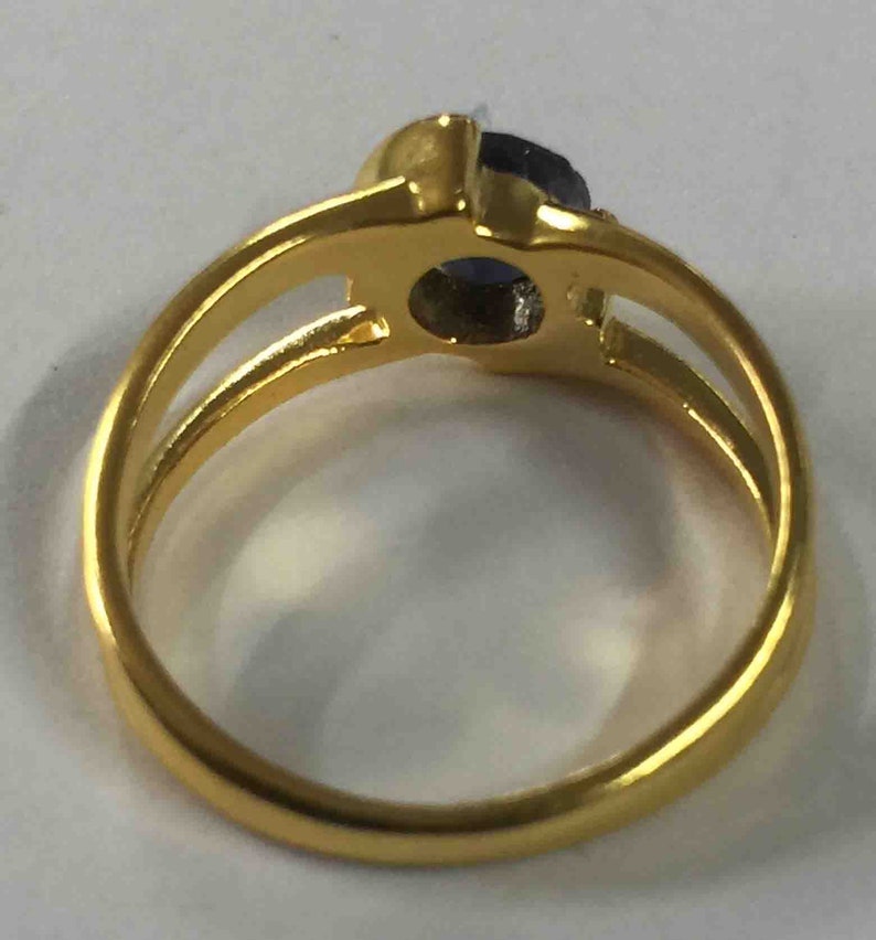 Iolite Round Cut Stone two Band 925 Sterling Silver 18 crt Gold Plated Ring Handmade Cut Stone Ring silver Iolite Cut Ring Cut Stone Ring