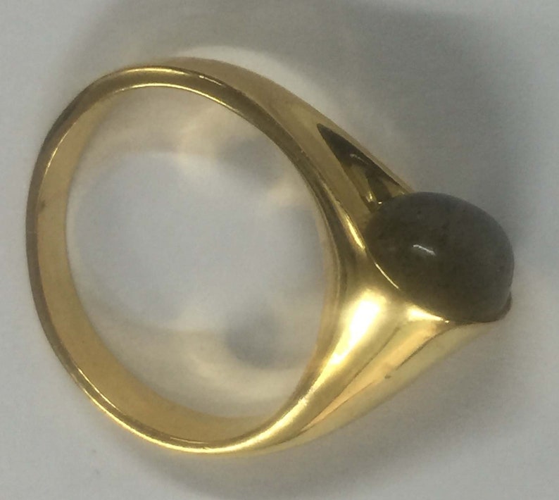 Labradorite Round Cabochon Horn Style Handmade 925 Sterling Silver 18 crt Gold Plated Ring,Labradorite Ring,Cabochon Round Ring Silver