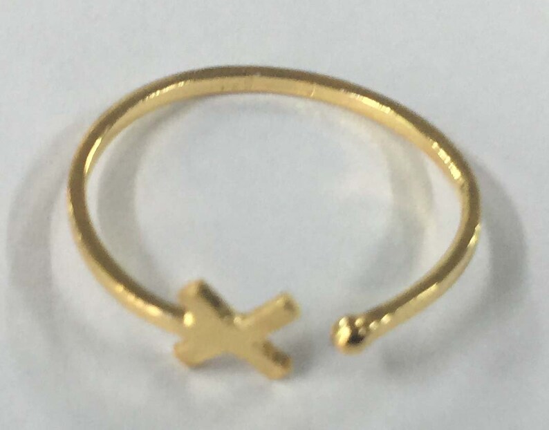 Plain X Tiny Handmade 925 Sterling Silver 18 crt Gold Plated Rin