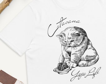 Unisex organic cotton t-shirt CatAsana: Yoga Life | Meow Tee