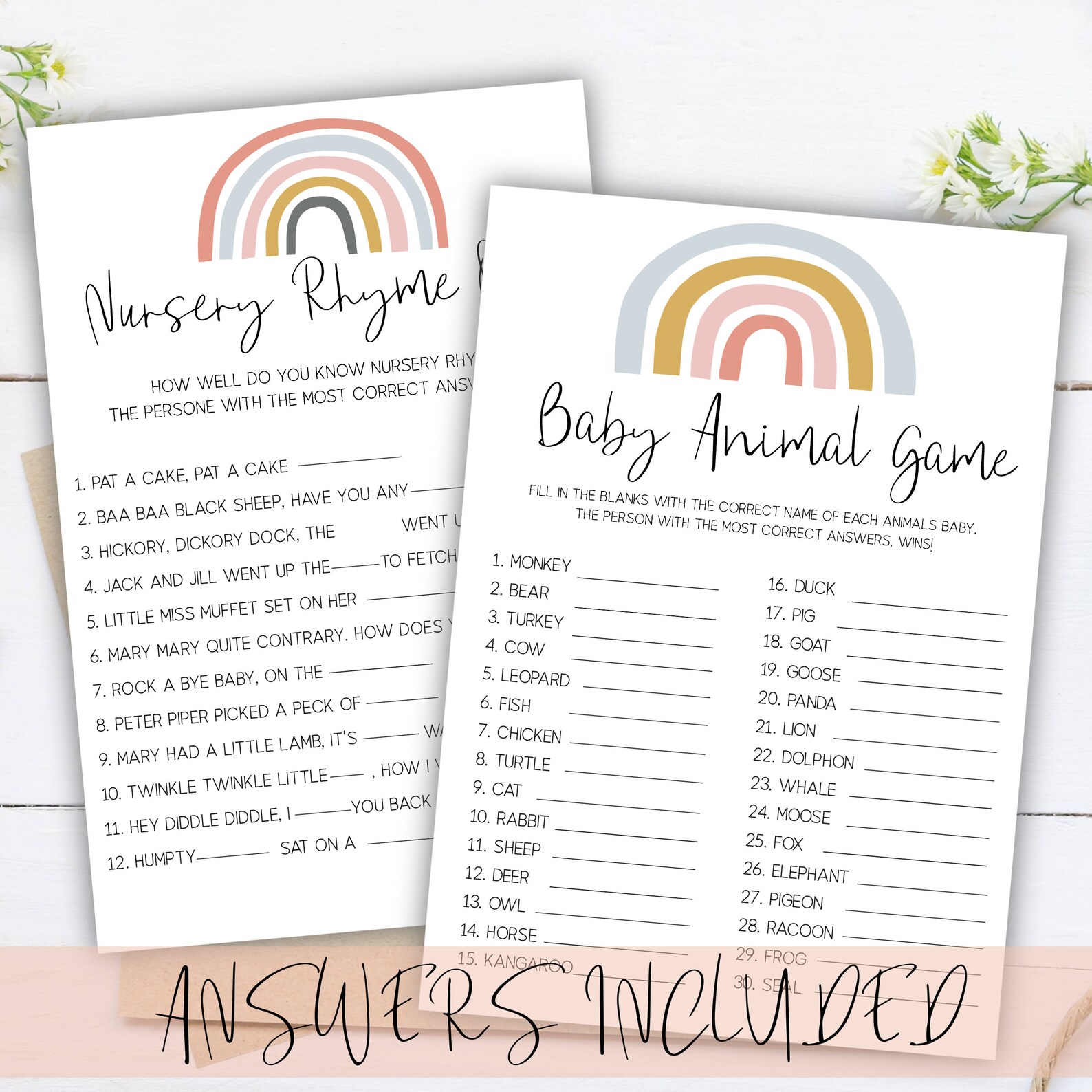 Baby Shower Game Bundle 10 Baby Shower Games Rainbow Baby Etsy Australia