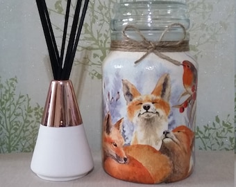 Brand New Fox Knit Effect Tea Canister Jar Gift Present