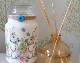 Rabbit gift, rabbit jar, make up brush holder, rabbit vase, utensil holder, rabbit gift, unique rabbit present, rabbit birthday, sweet jar