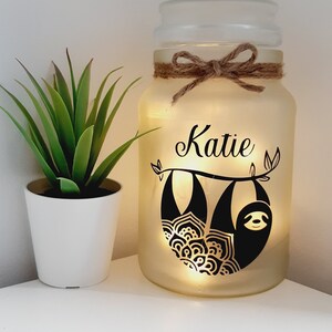 Sloth gift, Night Light, personalised sloth present, fairy lights.