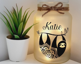 Sloth gift, Night Light, personalised sloth present, fairy lights.