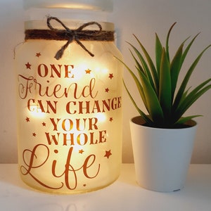 friend light jar, friend gift, best friend present, night light, besties gift, friends forever, friend quote gift.