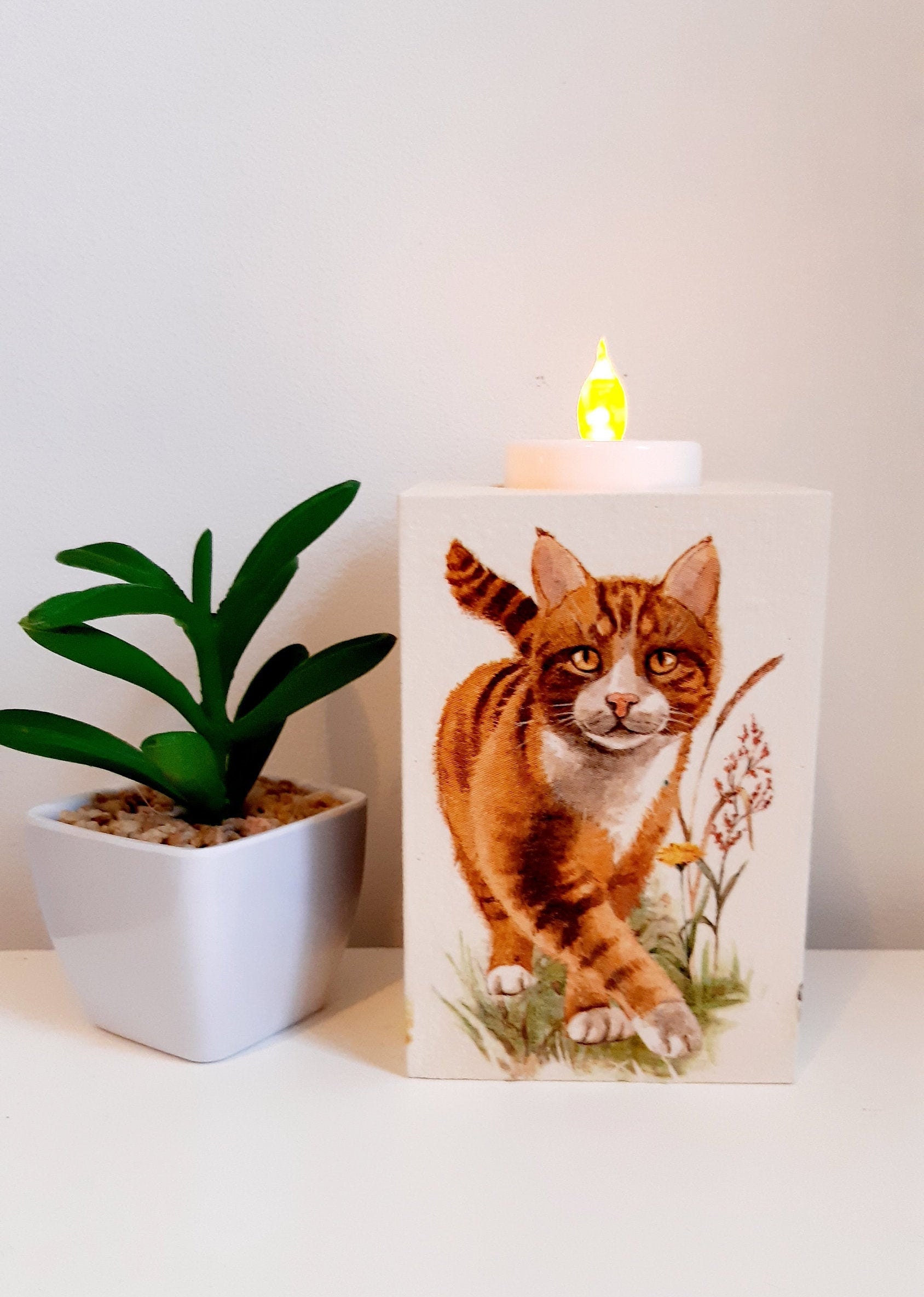 Cat tea light holder cat birthday gift cat lover cat Etsy