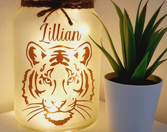 Tiger light, tiger lover's gift, tiger present, tiger gift, tiger night light, personalised tiger present, tiger home decor, safari decor