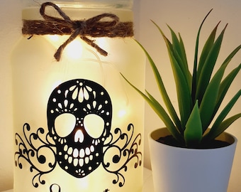 Personalised Skull gift : Night Light, Gothic Decor, fairy lights