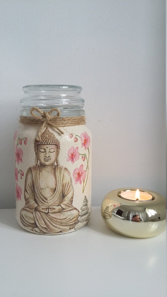 Buddha jar, buddha gift, Buddha tea caddy, kitchen utensil holder, make up brush holder, sweet jar, Buddha gift, Buddha lover, coffee jar