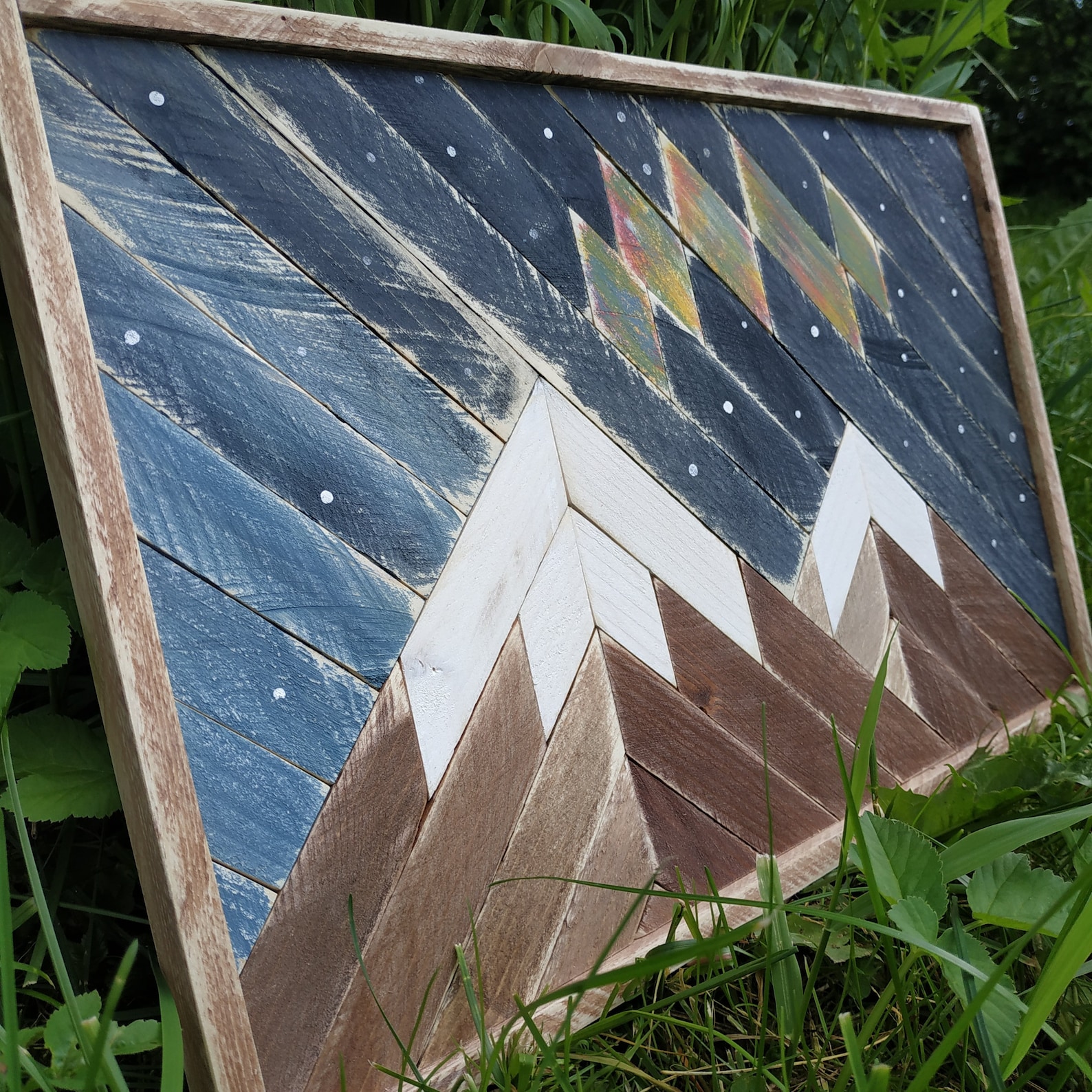 Wooden mountain wall art wood Geometric wall art Rustic wooden Etsy