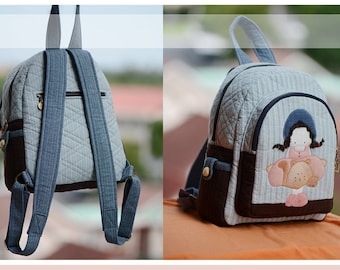 Mini Backpack sewing pattern, PDF pattern INSTANT DOWNLOAD, See the video tutorial on YouTube!
