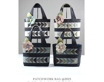 Einzigartige Patchwork Tasche | Japanische Patchwork Tasche | Quilt Tasche | Henkeltasche Quilt by Lady Bee@2023 (Digitale PDF Datei - nur Anleitung)