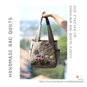 Handle Bag - Flower Quilts Applique, Pattern Only, PDF pattern INSTANT DOWNLOAD, See the video tutorial on YouTube!