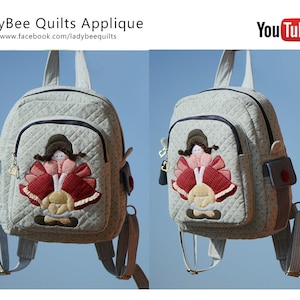 Backpack Sewing pattern - Cute Girl Quilts Applique, Pattern Only, PDF pattern INSTANT DOWNLOAD, See the video tutorial on YouTube!