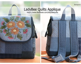 Sewing pattern to make Backpack by Lady Bee, PDF pattern only, INSTANT DOWNLOAD