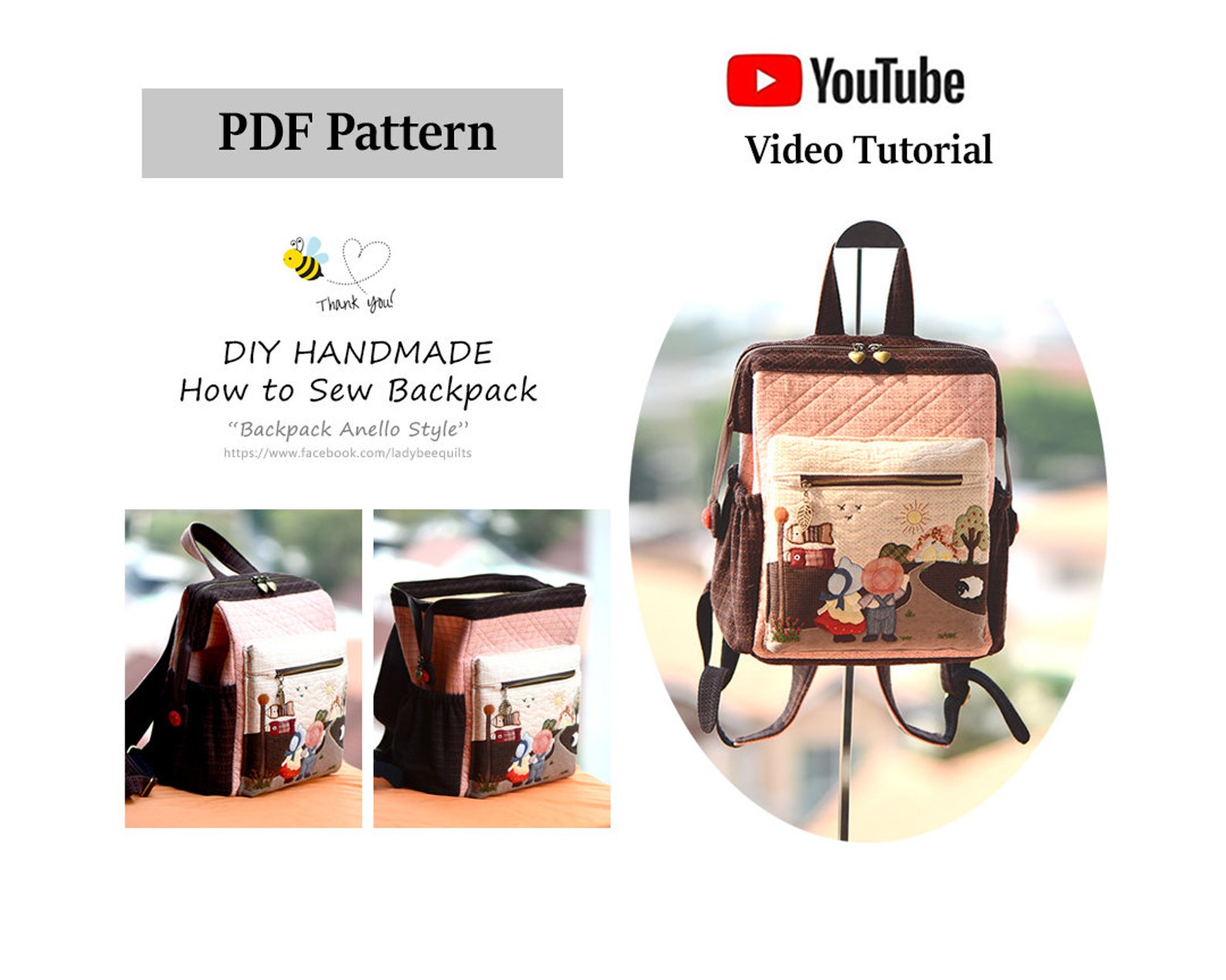 Backpack Pattern Pdf Free Backpack Sewing Pattern Only, PDF Pattern INSTANT DOWNLOAD, See the ...