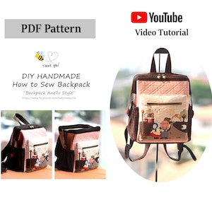 Backpack Sewing Pattern Only, PDF pattern INSTANT DOWNLOAD, See the video tutorial on YouTube !