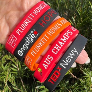 Custom Silicone Wristbands, Personalised Debossed Wristbands, Logo Bracelets, Rubber Wrist Bands for Events, Schools, Fundraisers