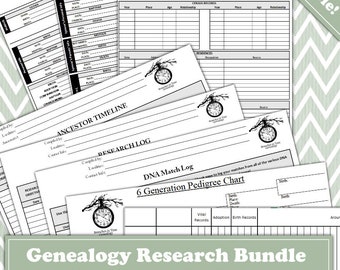 9 Pg Family Research Bundle FOR EXCEL- Fully Customizable | Family Genealogy Binder | Genealogy Research Forms | Genealogy Tool Kit