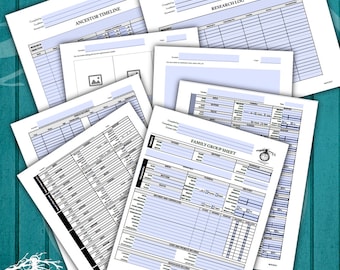 9 Page Family Research Sheets Bundle Updated | Genealogy Research Forms | Family Research Checklists| Genealogy Tool Kit
