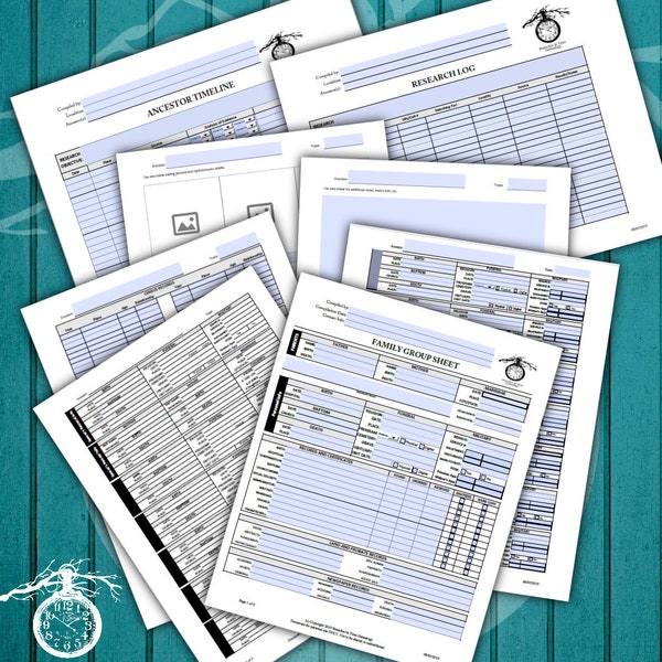 9 Page Family Research Sheets Bundle Updated | Genealogy Research Forms | Family Research Checklists| Genealogy Tool Kit