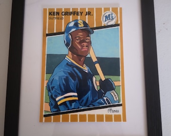 Ken Griffey Jr. Art Card Print of 1989 Rookie Card, 5x7 inches