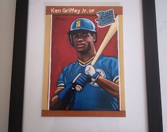 Ken Griffey Jr. Art Card Print of 1989 Rookie Card V2, 5x7 inches