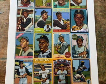 The Art of Roberto Clemente Baseball Card Poster, 8.5 x 11