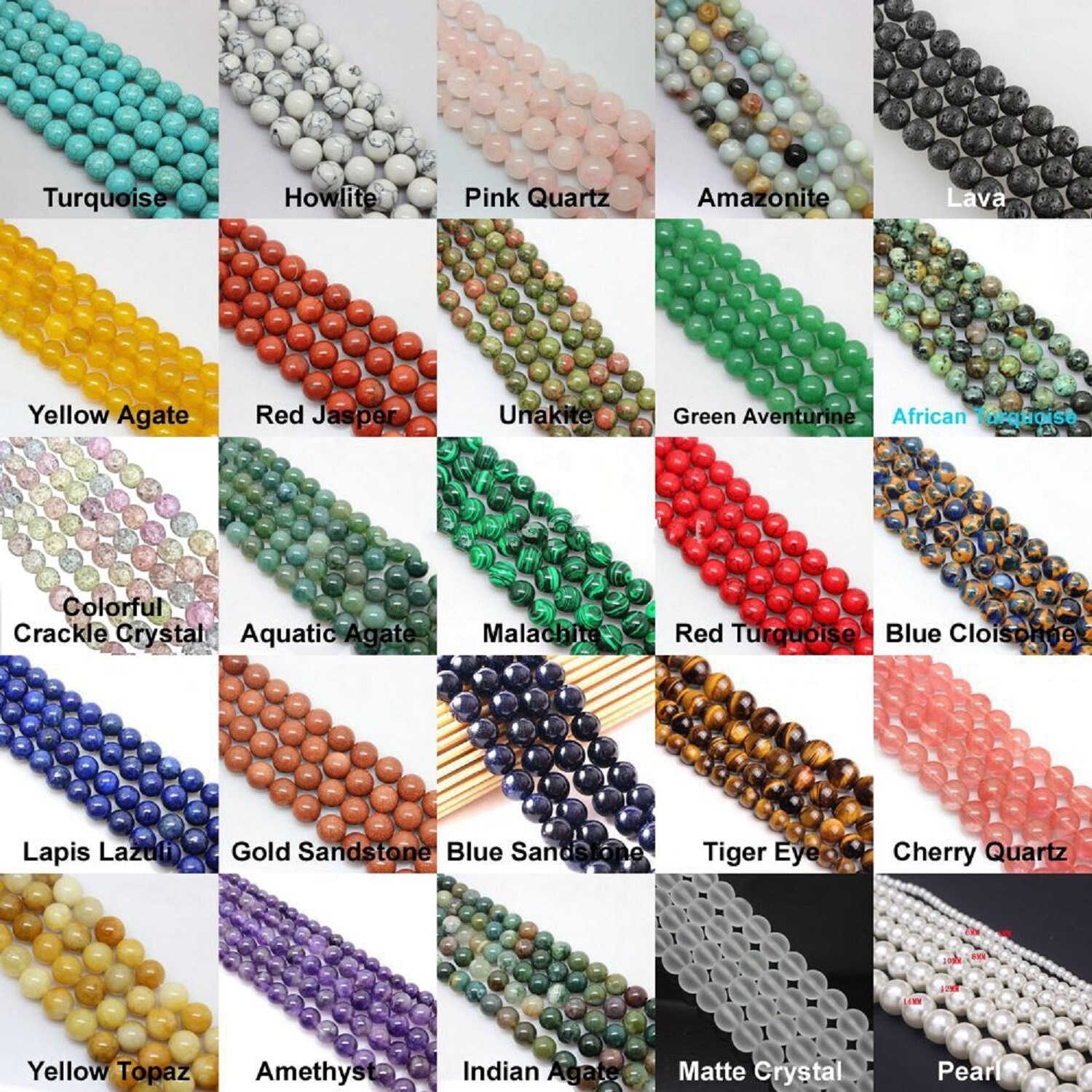 Natural Assorted Mixed Gem Round Loose Strand Stone Beads for DIY Nec…