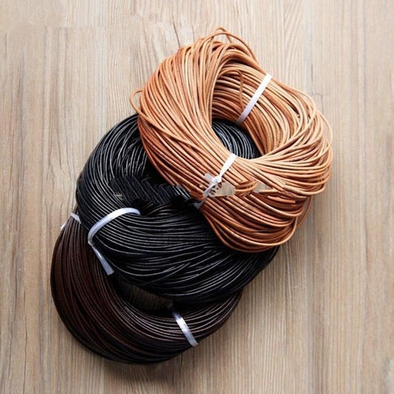 1.5 mm Genuine Leather Round Leather Cords 3 meters Blue Color Bracelets Making Supplies Jewelry Making Leather Cord