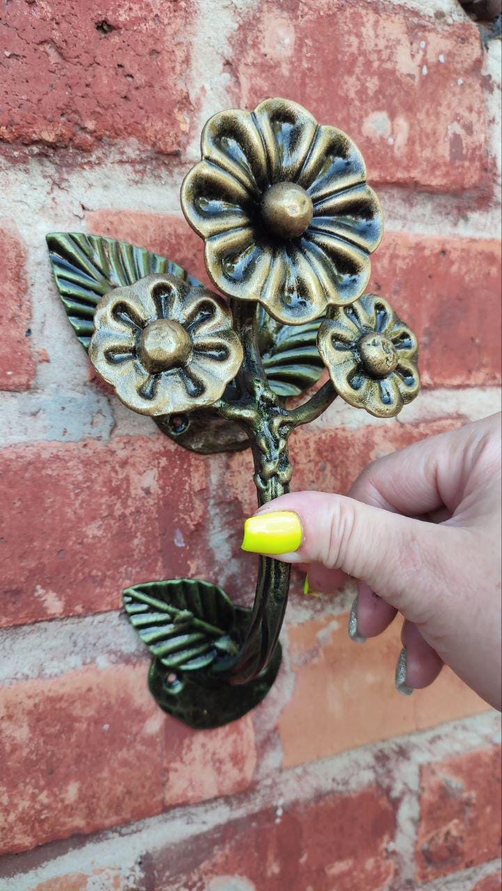 Forged Flower Handle, Floral Cabinet Pull, Rustic Drawer Handle