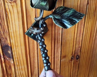 Hand Forged Octopus Tentacle Door Handle, Gothic Metal Pull, Fantasy Wrought Iron Hardware
