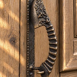 Hand Forged Knife Door Handle, Medieval Steel Pull, Viking Fantasy Metal Hardware