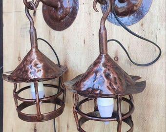 Hand Forged Iron Porch Light – Rustic Medieval Outdoor Wall Lamp