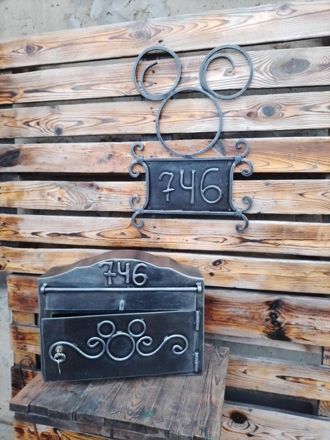 Wrought Iron Mailbox and House Number Set | Whimsical Metal Address ...