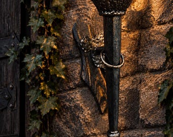 Hand-Forged Wrought Iron Wall Lamp, Outdoor Sconce, Rustic Metal Lighting (E27)