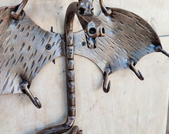 Hand-Forged Dragon Wall Hook – Medieval Fantasy Coat Rack