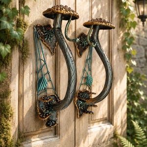 Handgeschmiedete Pilz-Türgriffe | Griffe aus Eisen ca Einzigartige Fairy House Hardware